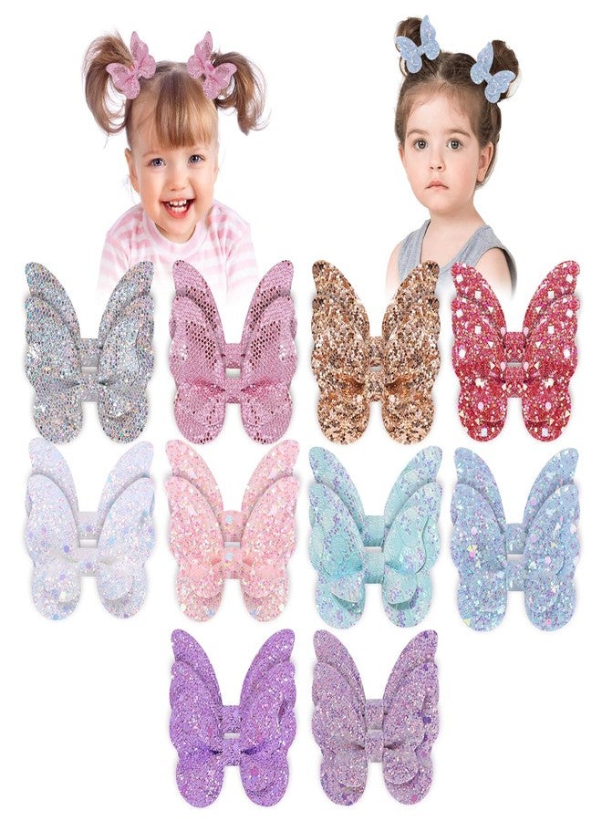Aaiffey 20 Pieces Glitter Butterfly Hair Clips for Girls Teens Non-slip Butterfly Clips Barrettes Children Toddlers Hair Accessories - Image 1